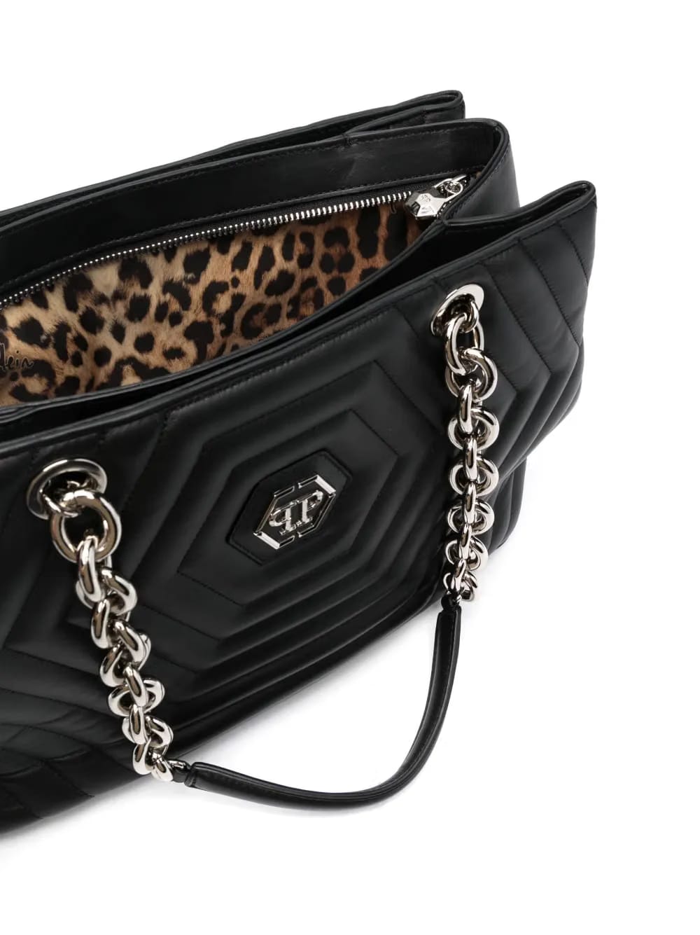 Hexagon quilted leather shoulder bag