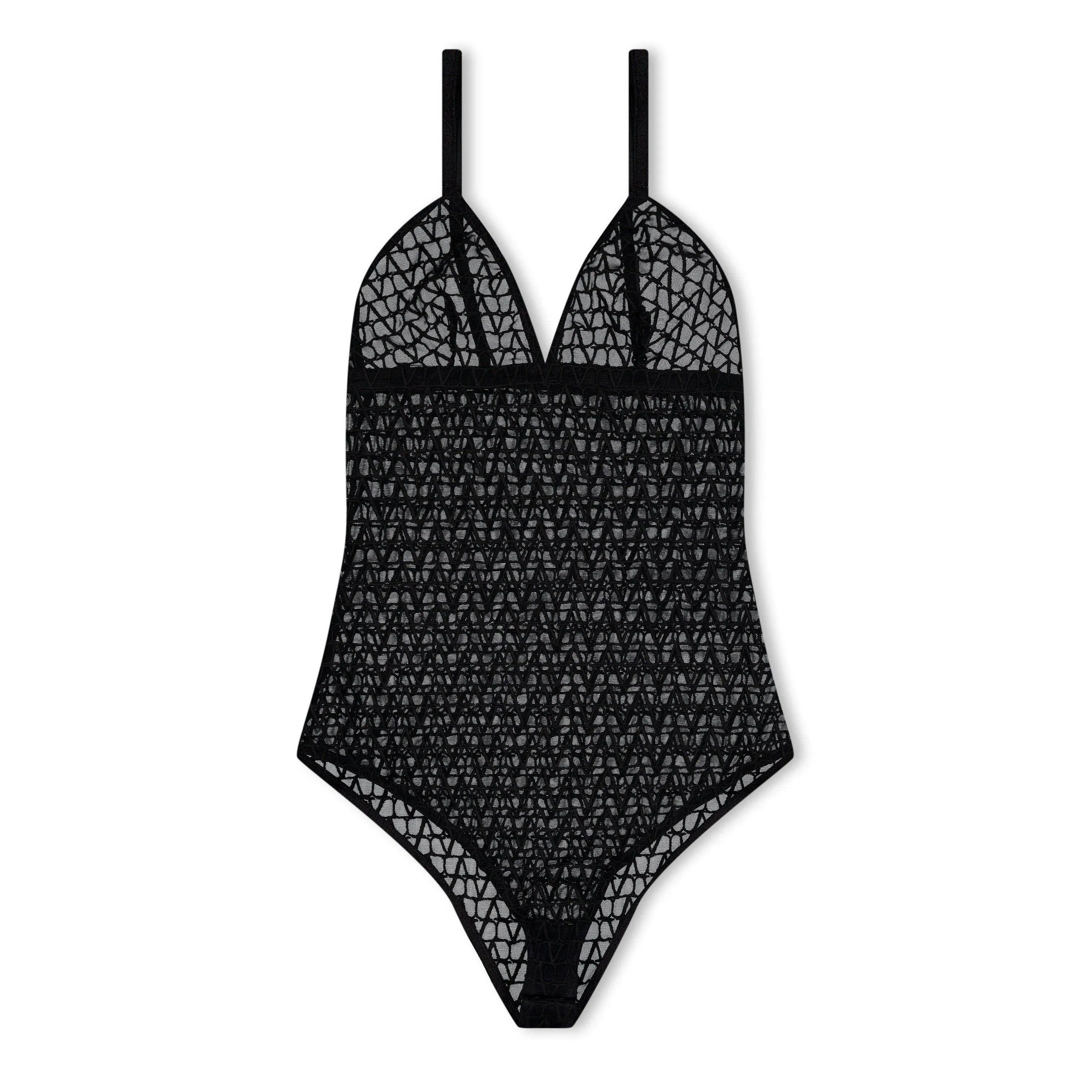 Val Tulle Long-Sleeve Bodysuit