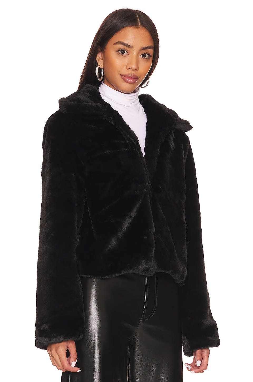 superdown Tianna Faux Fur Jacket in Black