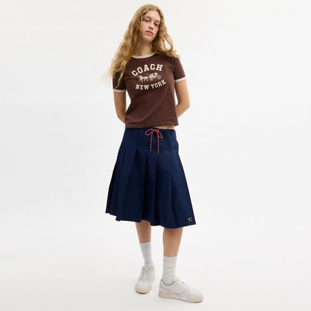 Sporty Pleated Midi Skirt