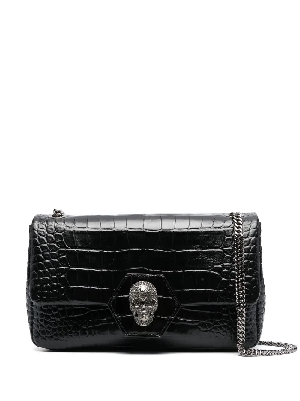 crystal skull-detail shoulder bag