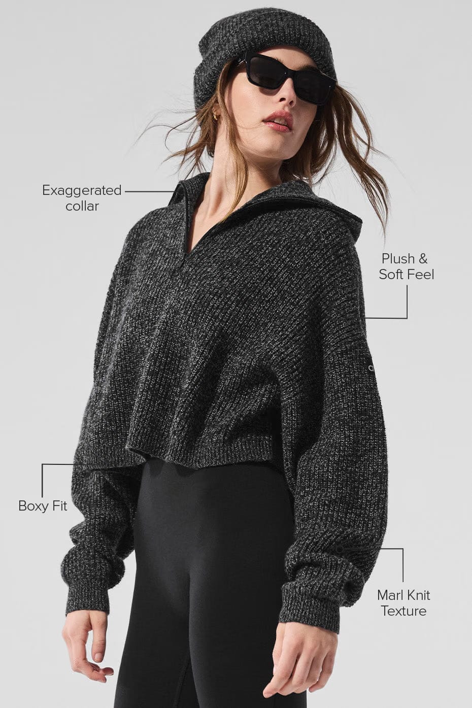 Alo Yoga Marl Sweater 1/4 Zip Pullover