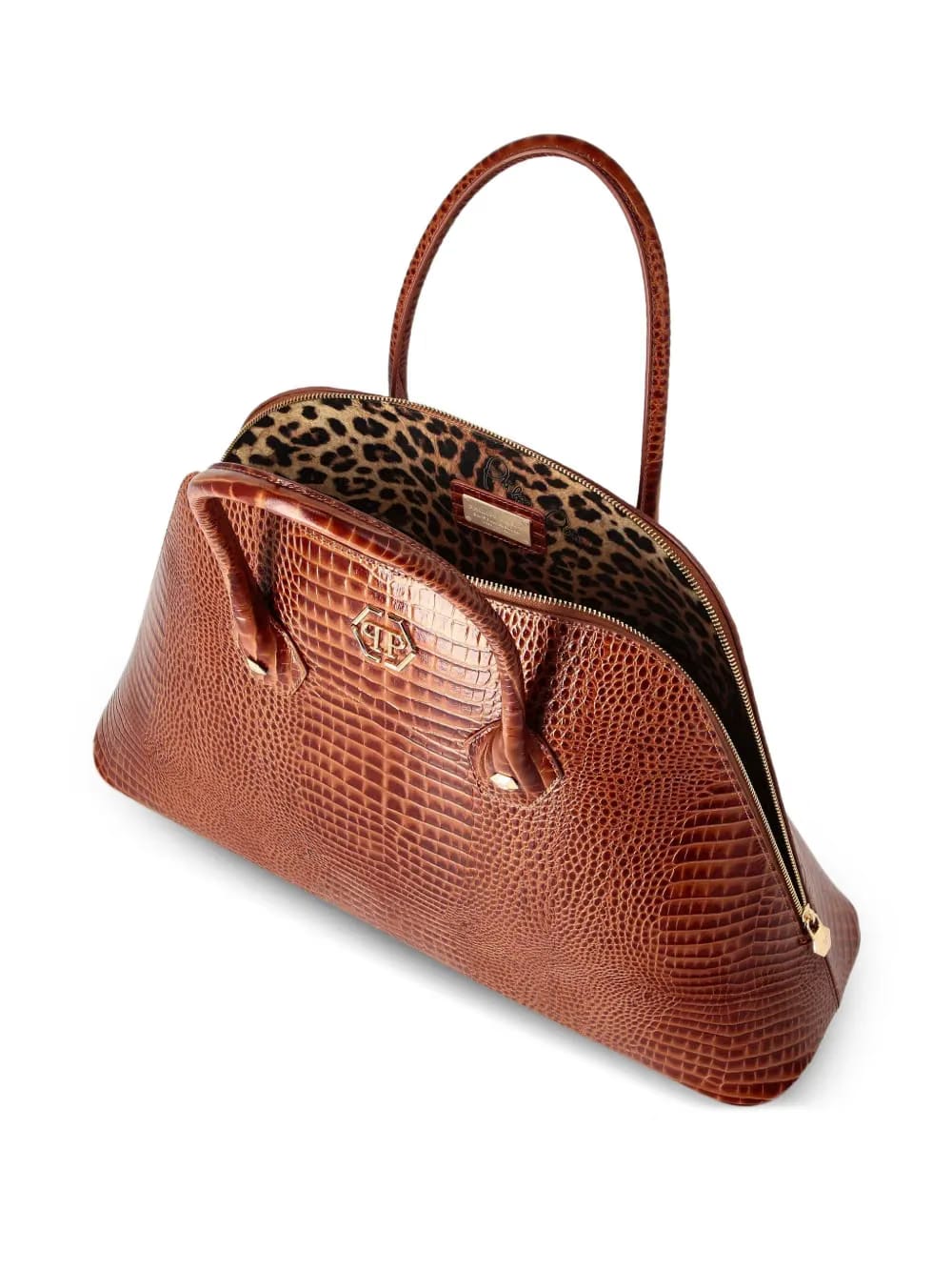 leather top-handle handbag