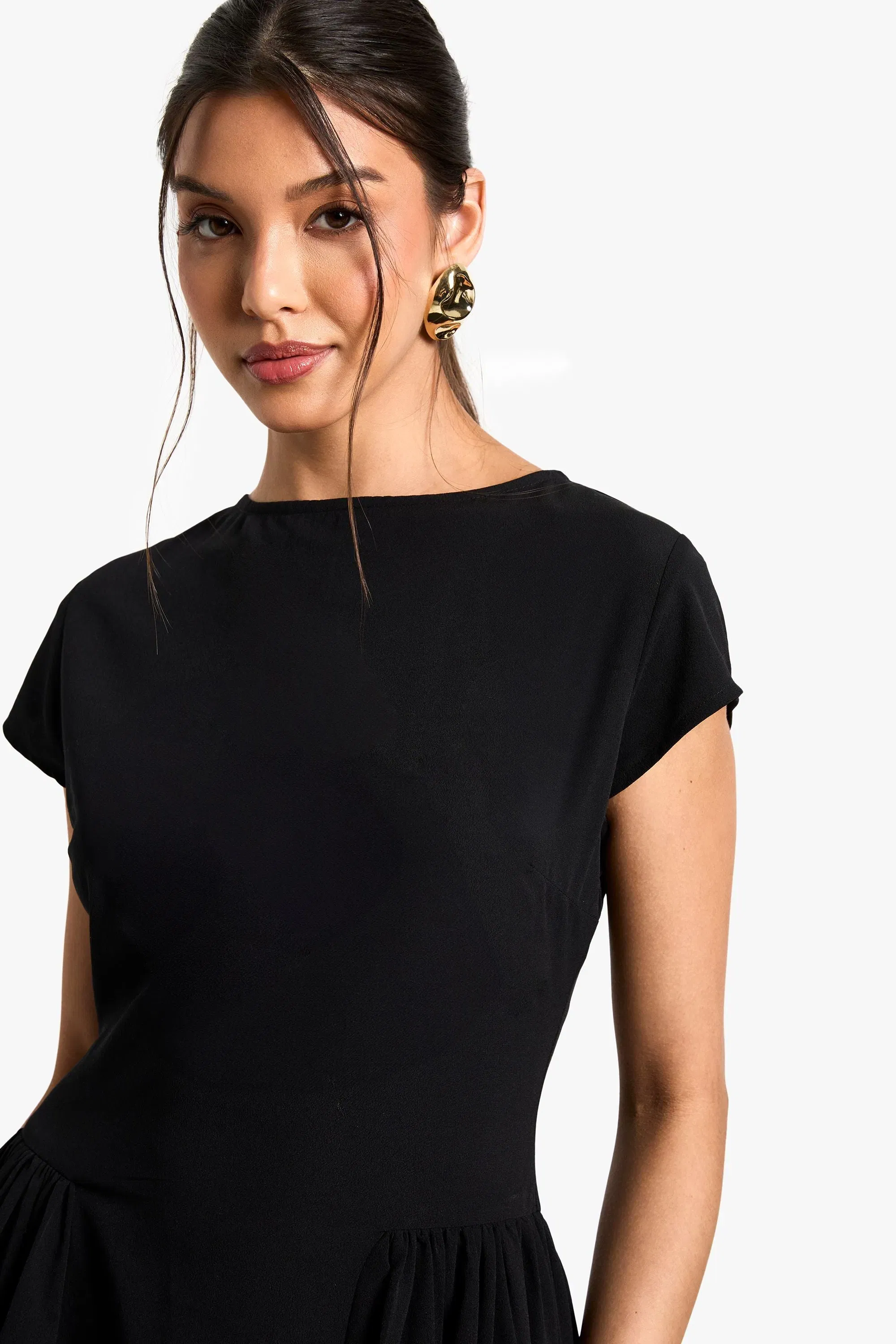 Textured Volume Skirt Midaxi Dress