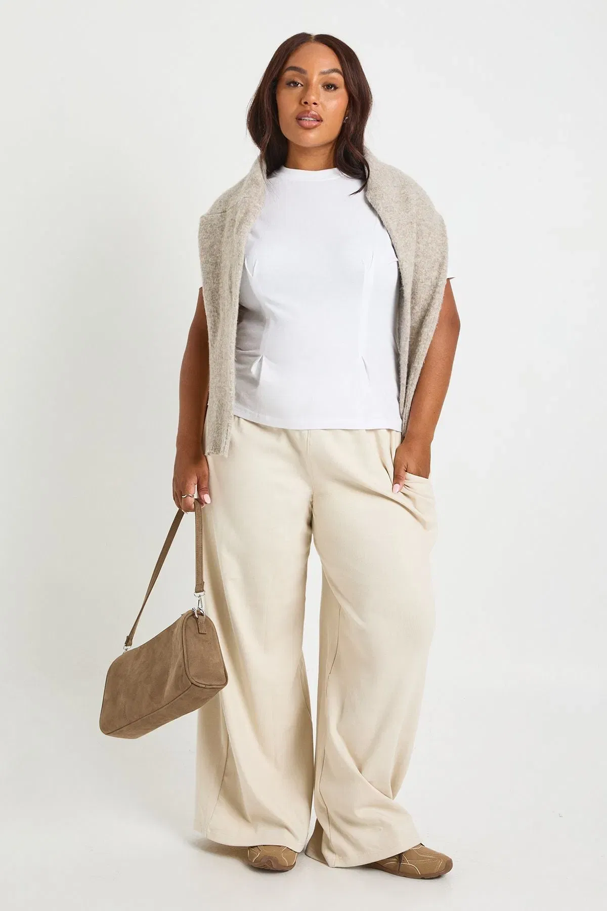 Plus Cotton Cinched Waist T-Shirt