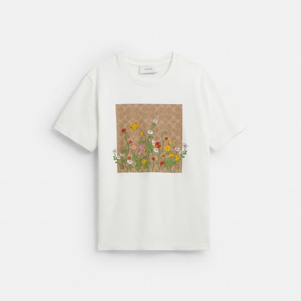 Floral Signature Square Classic T-Shirt In Organic Cotton