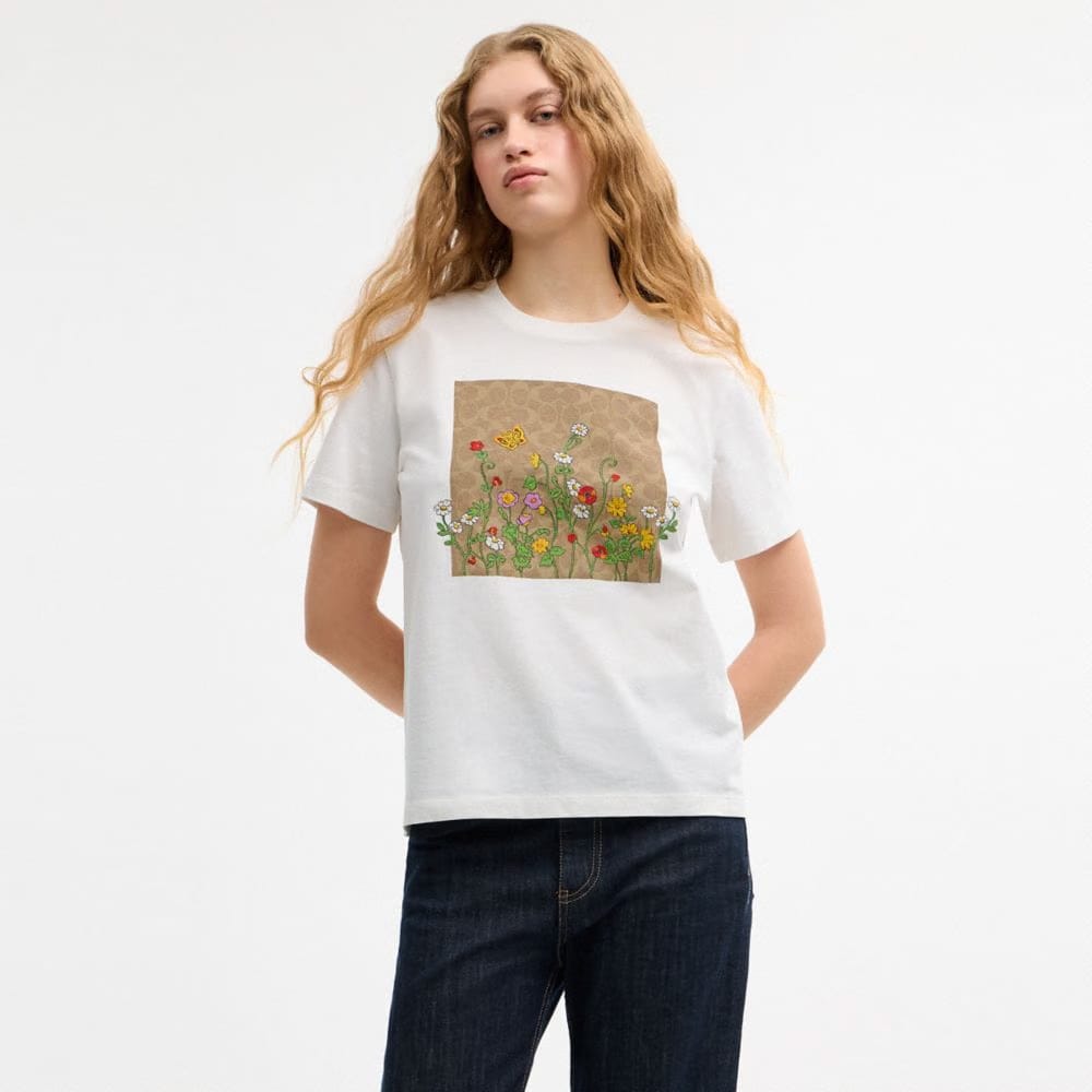 Floral Signature Square Classic T-Shirt In Organic Cotton