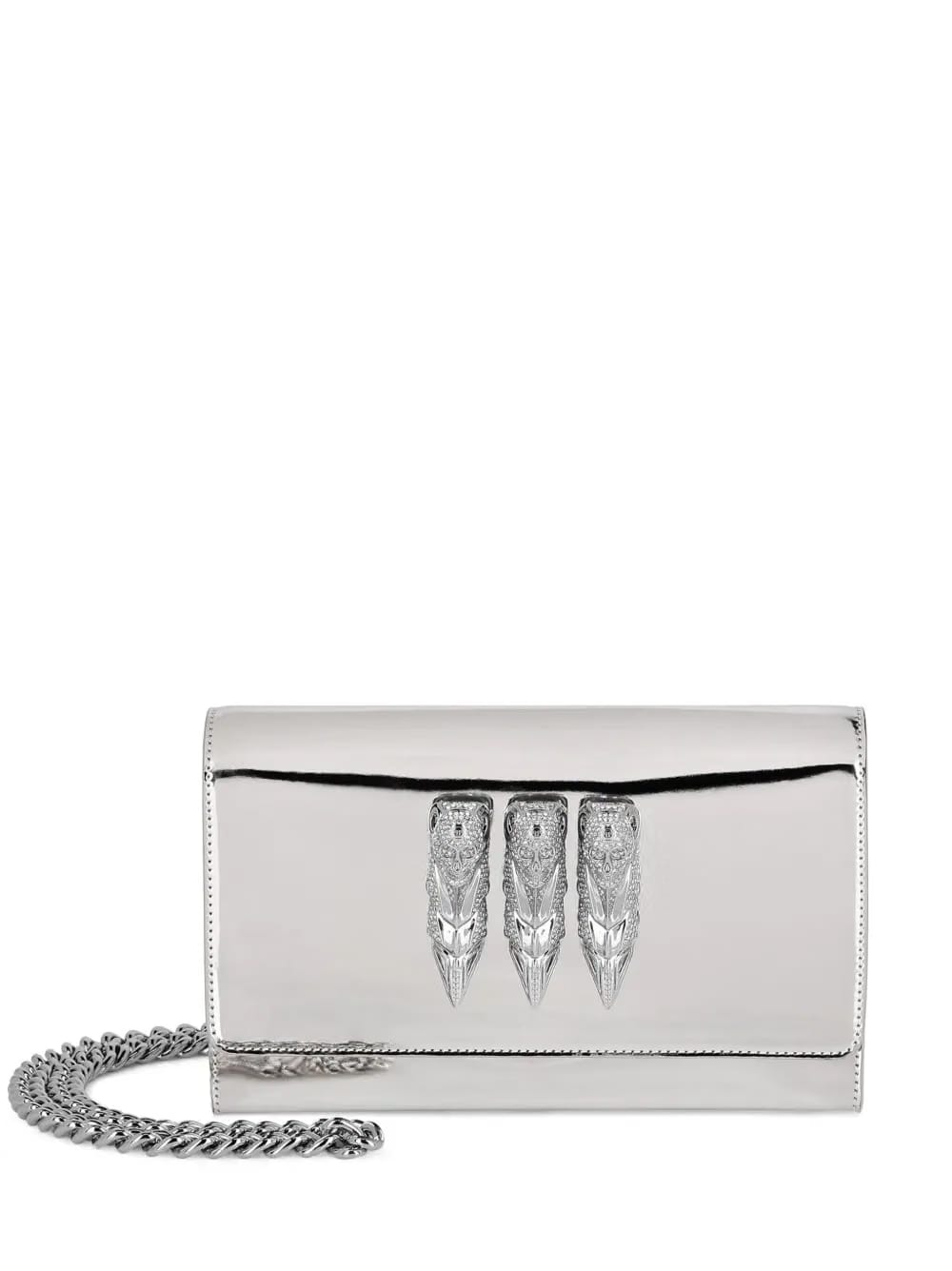 Mirror leather clutch bag