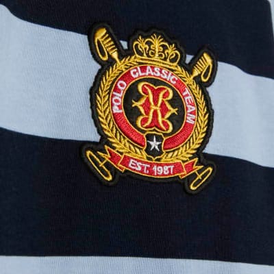Navy Long Sleeve Striped Rugby Top