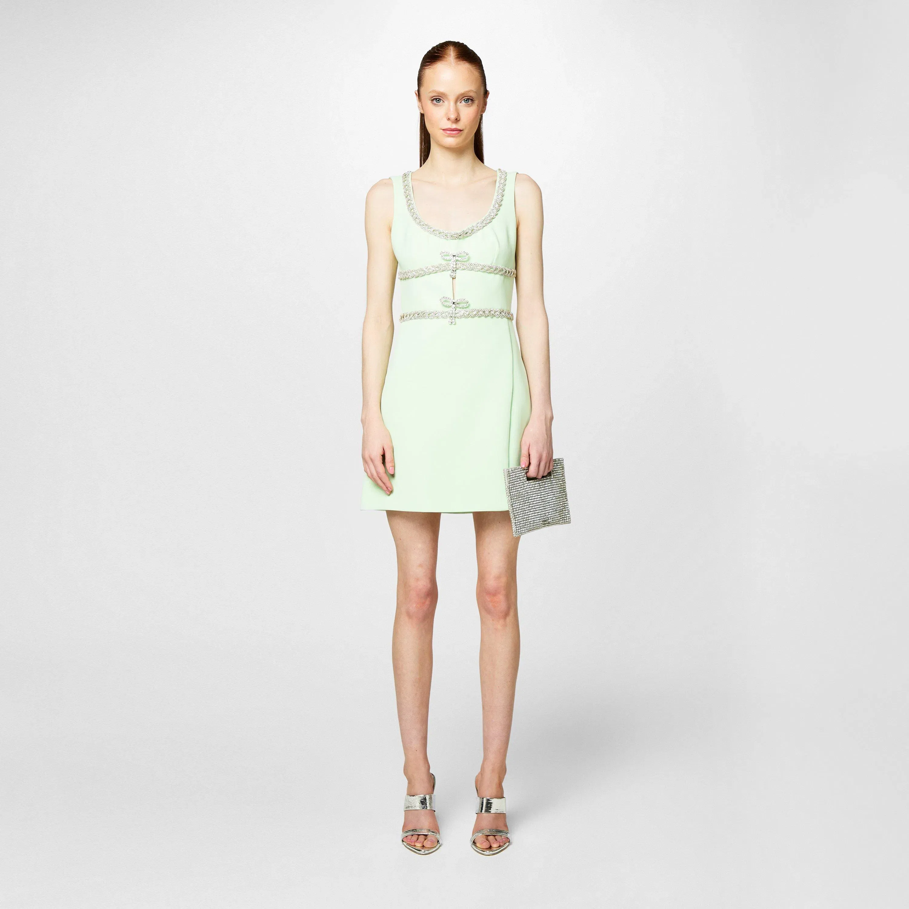 Diamante Bow Trim Mini Dress