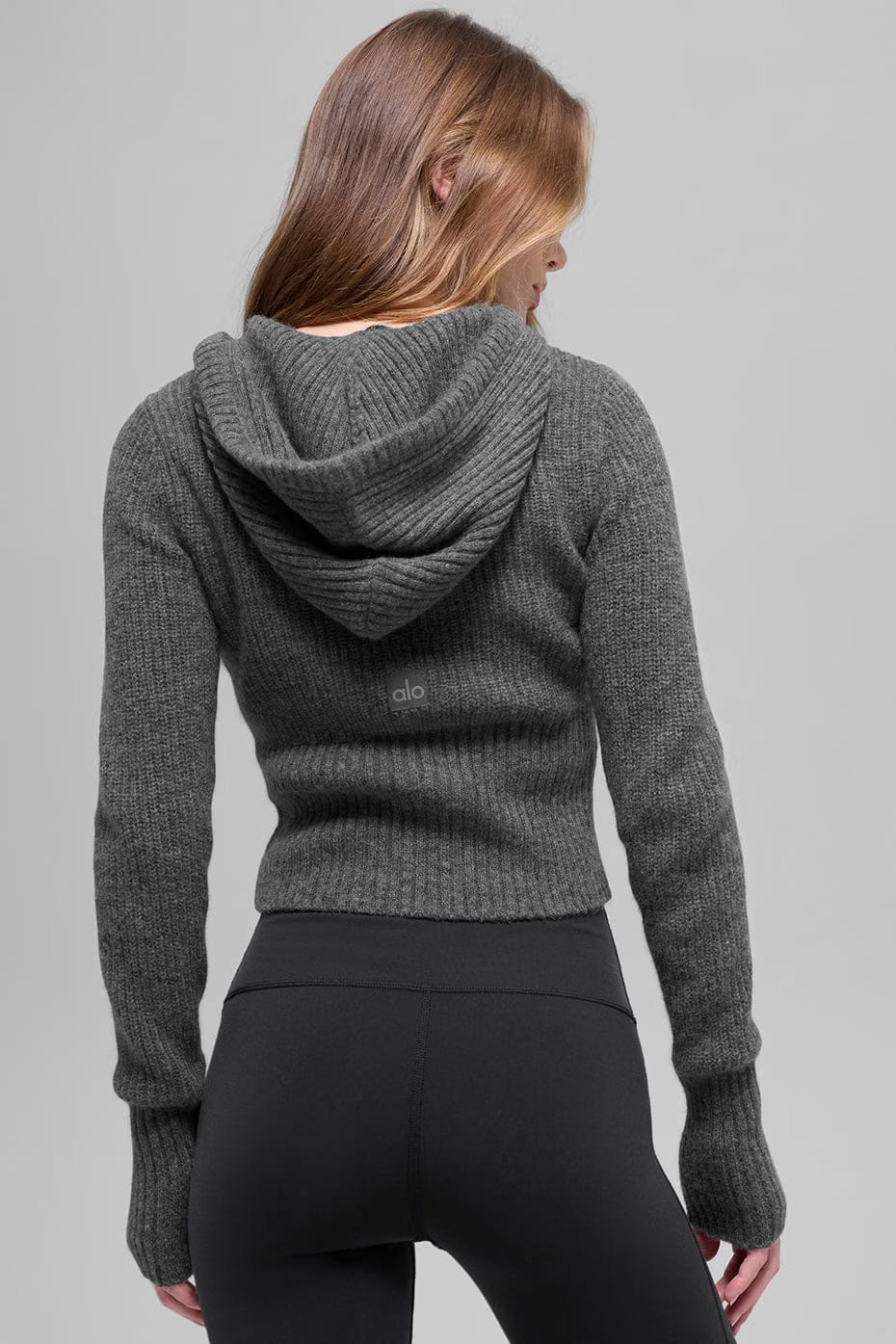 Wool Cashmere Ribbed Noble Full Zip Hoodie
