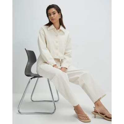 Cream Corduroy Barrel Leg Trousers