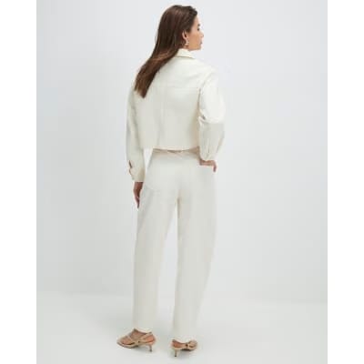 Cream Corduroy Barrel Leg Trousers