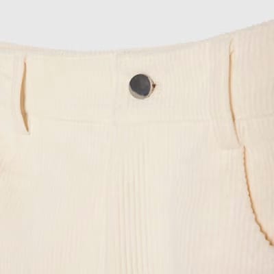 Cream Corduroy Barrel Leg Trousers