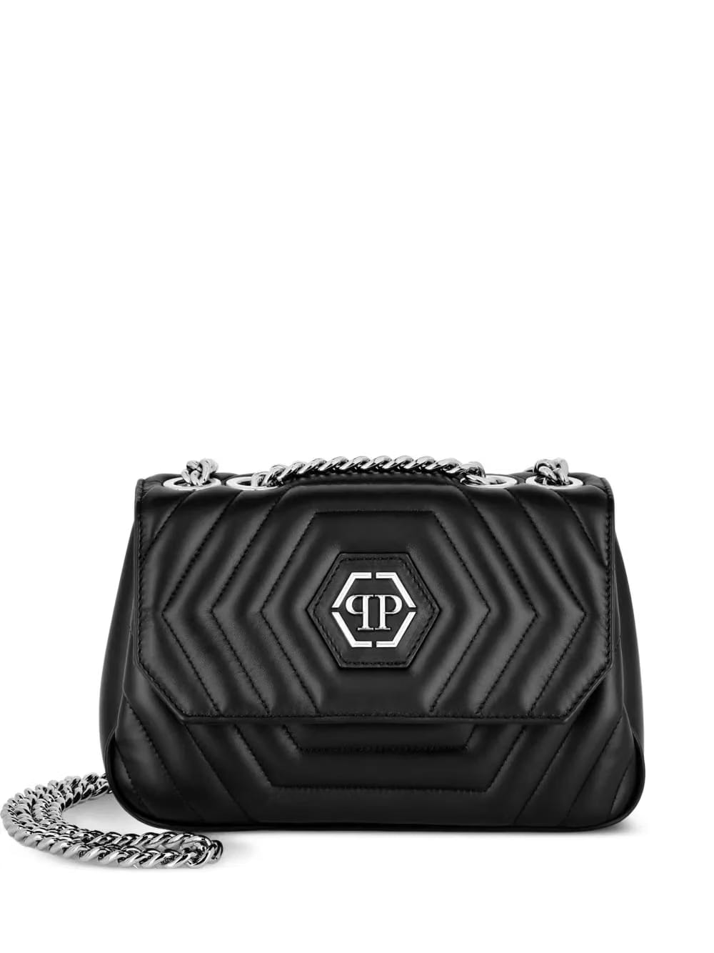Hexagon leather shoulder bag