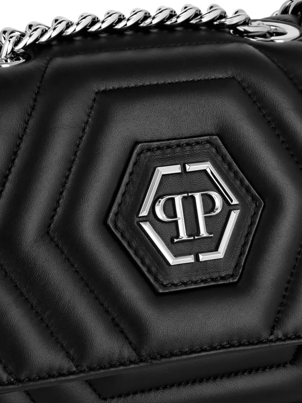 Hexagon leather shoulder bag