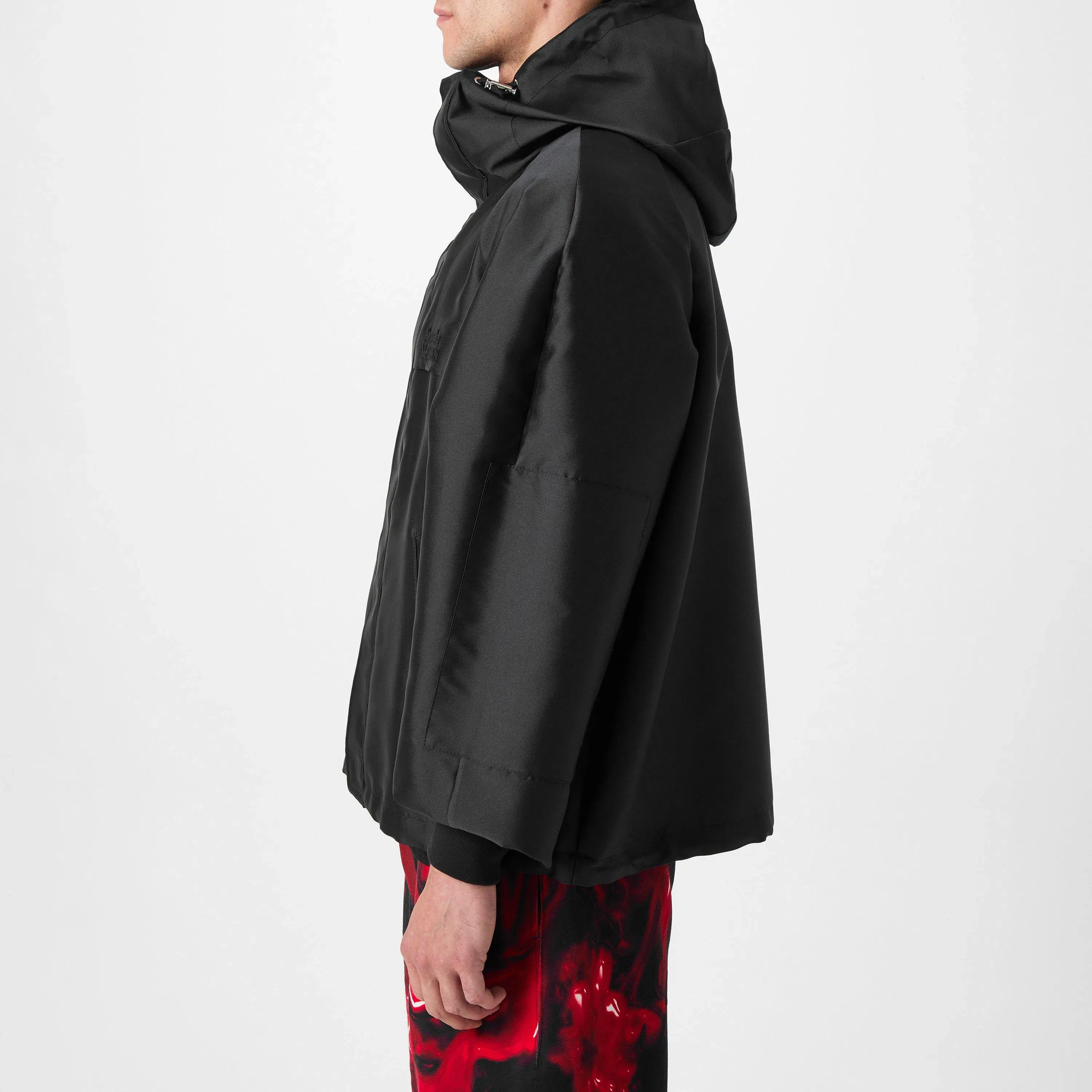 Embroidered Logo Hooded Long Sleeve Windbreaker