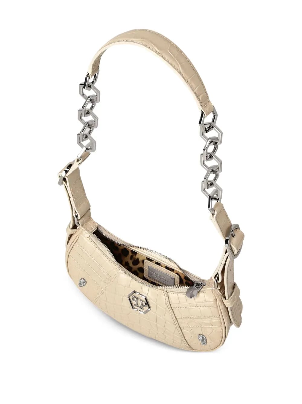 crocodile-embossed shoulder bag