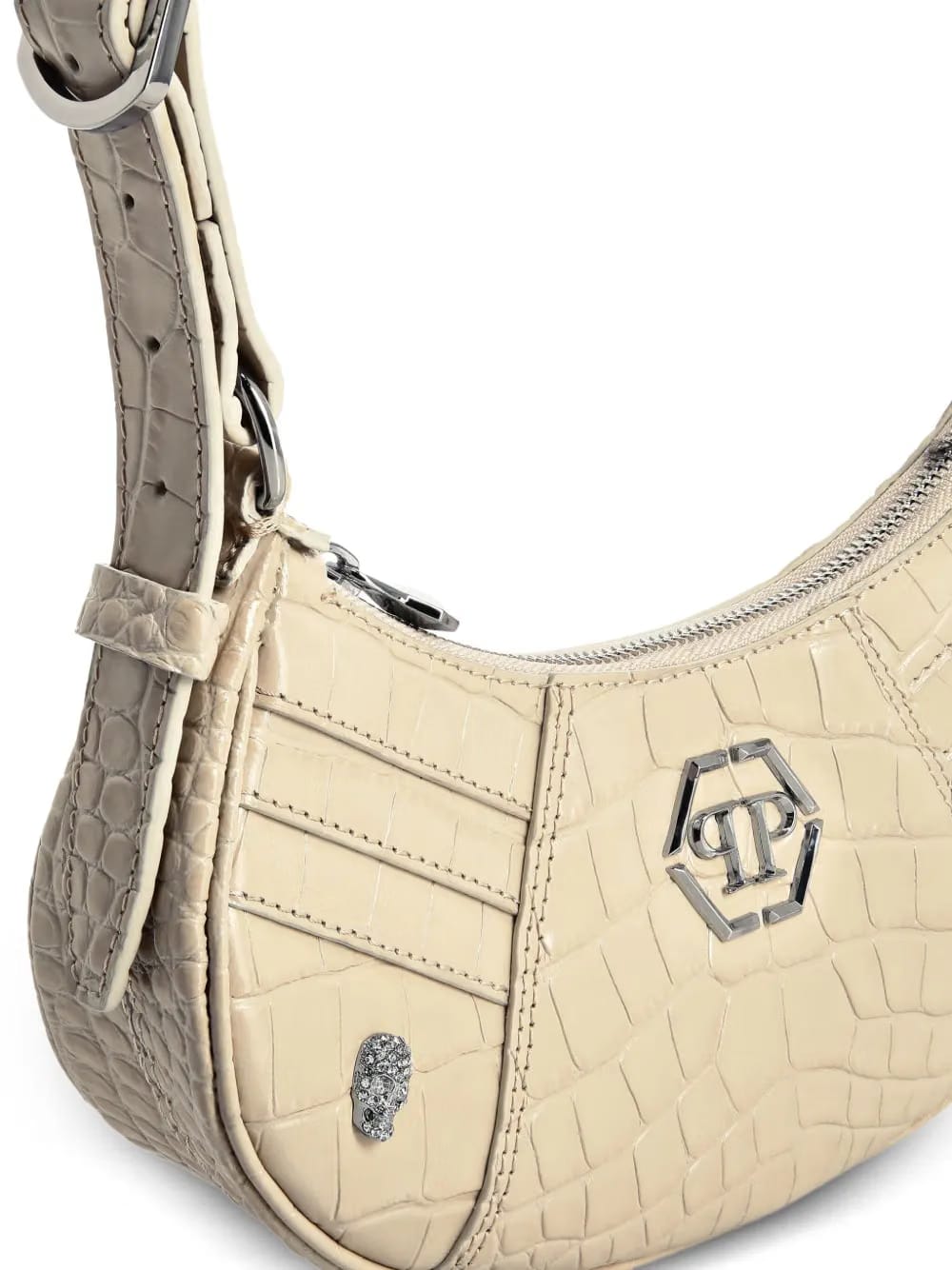 crocodile-embossed shoulder bag