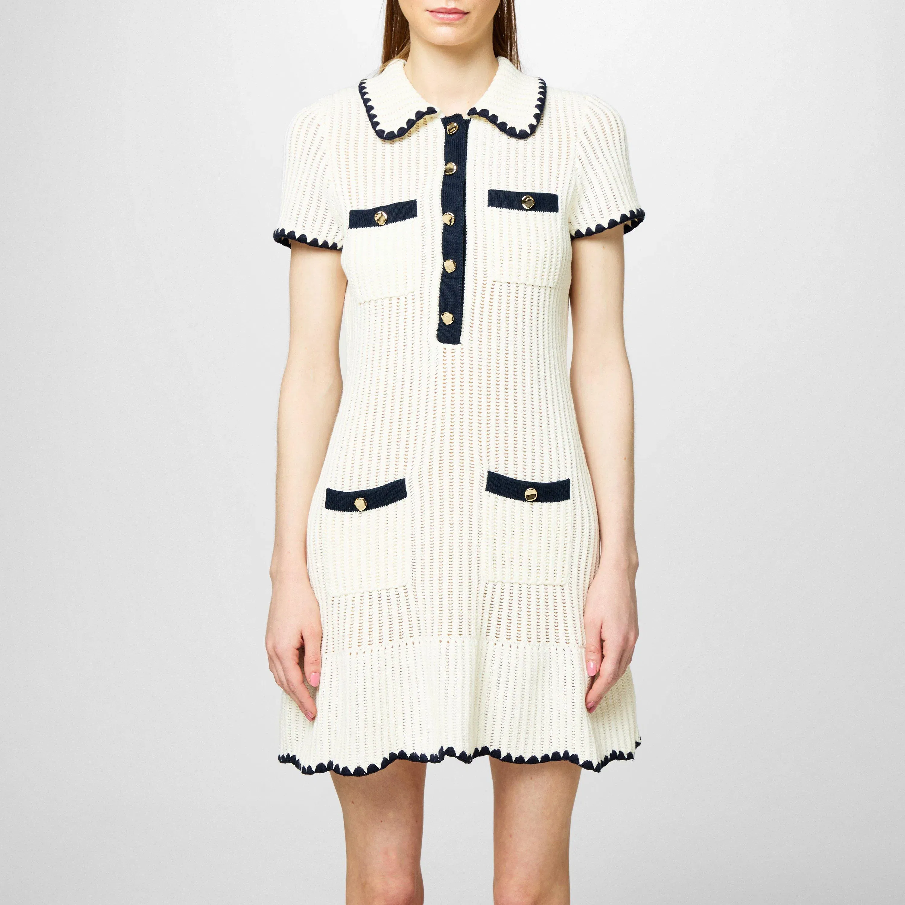 Crochet Collared Mini Dress