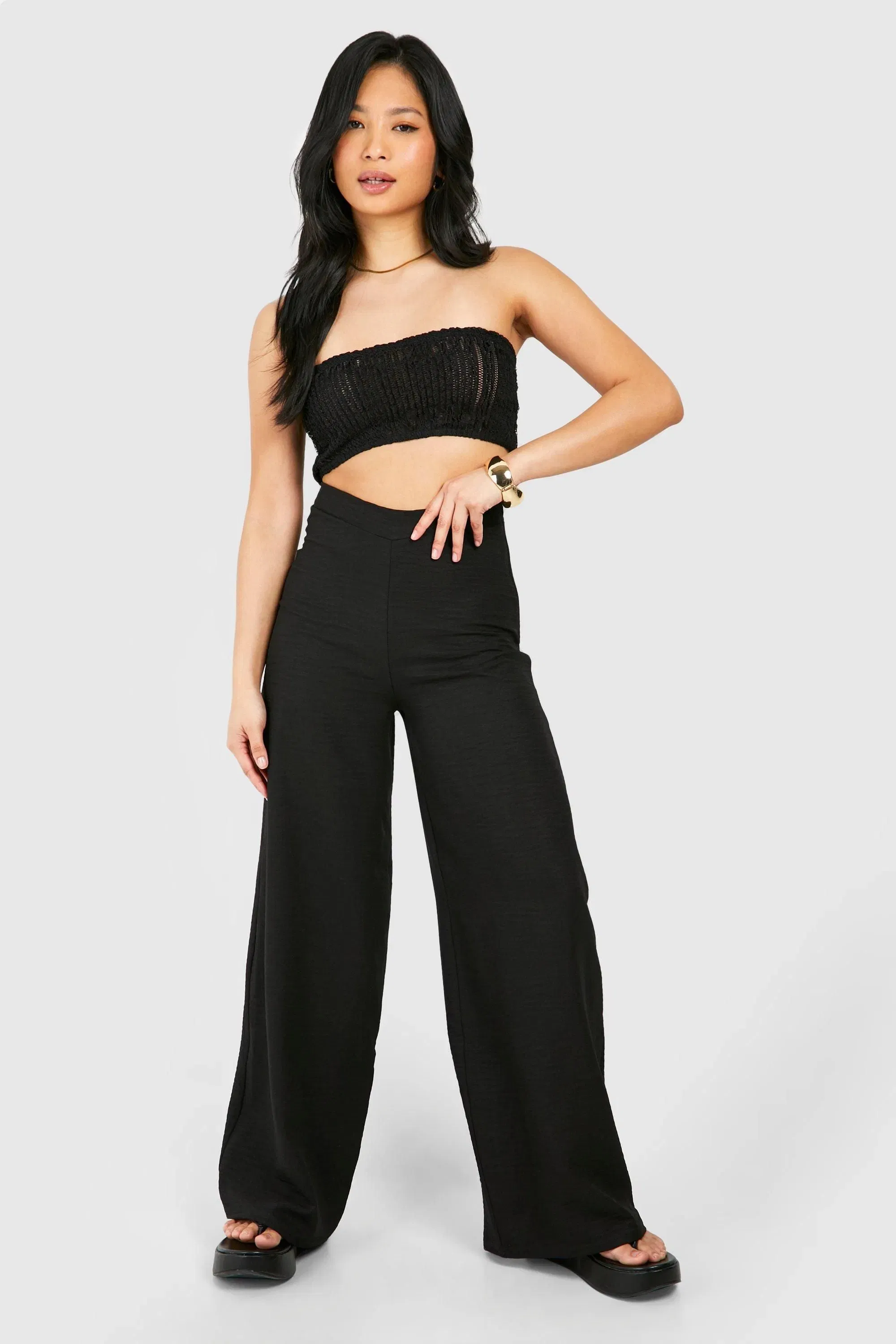 Petite Textured Crinkle Bandeau Top