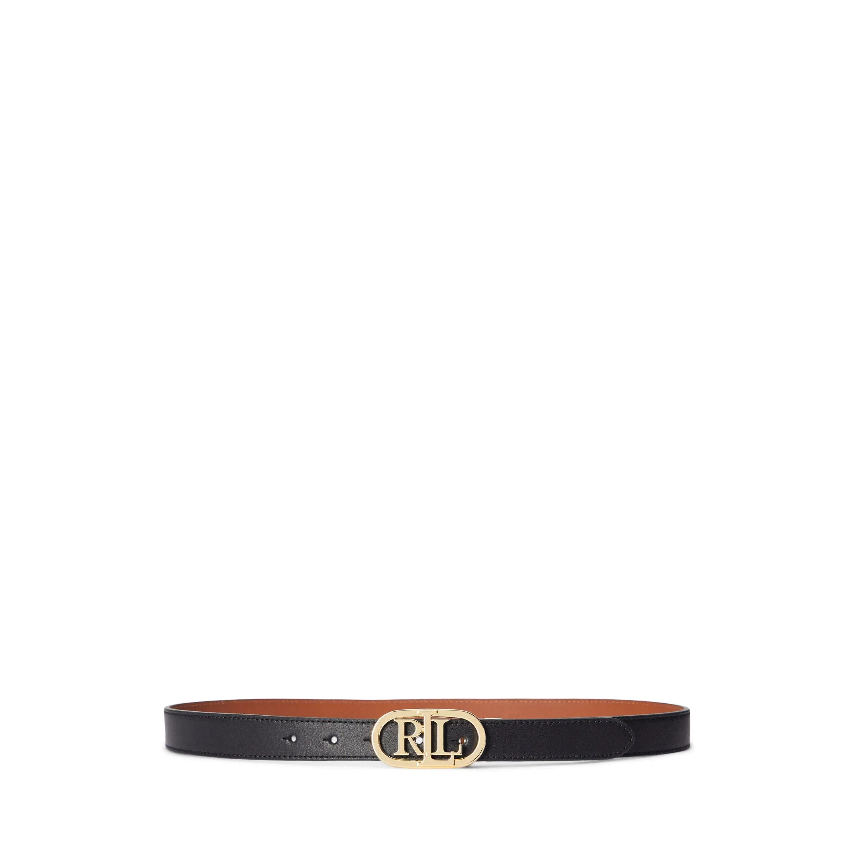 Oval-Logo Reversible Leather Skinny Belt