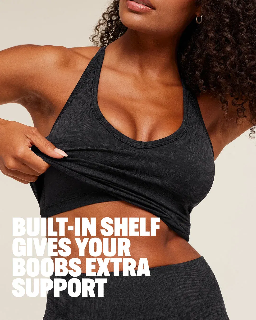 Gymshark Adapt Animal X Whitney Tank Top with Shelf - Black / Asphalt Grey