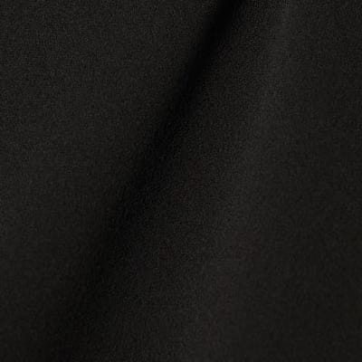 Black Short Sleeve Lace Trim Asymmetric Top
