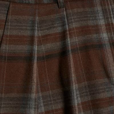 Brown Check Wide Leg Trousers