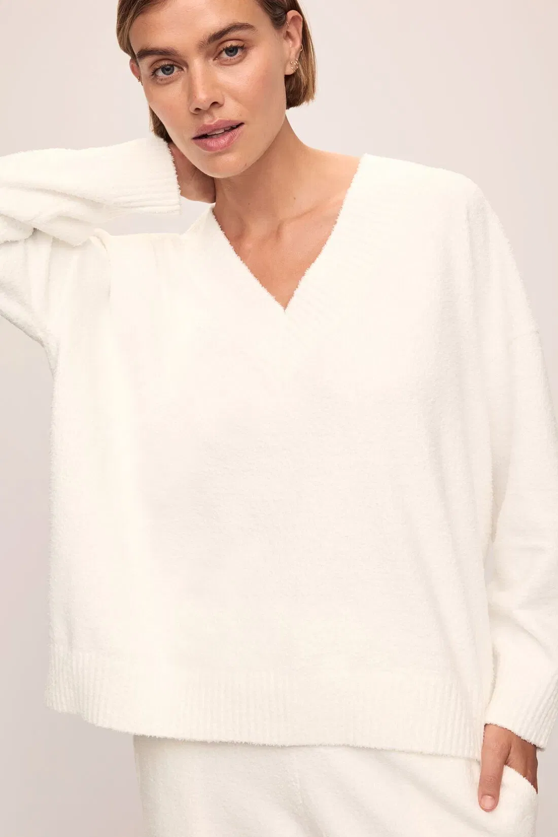 Recycled Boucle Boyfriend Oversized V-Neck Sweater