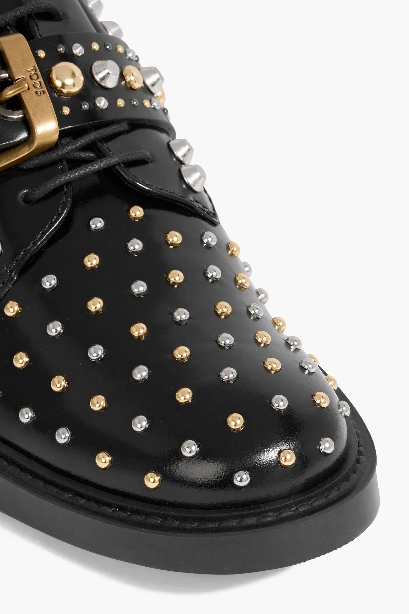 Tod's Studded Leather Brogues Black Women's