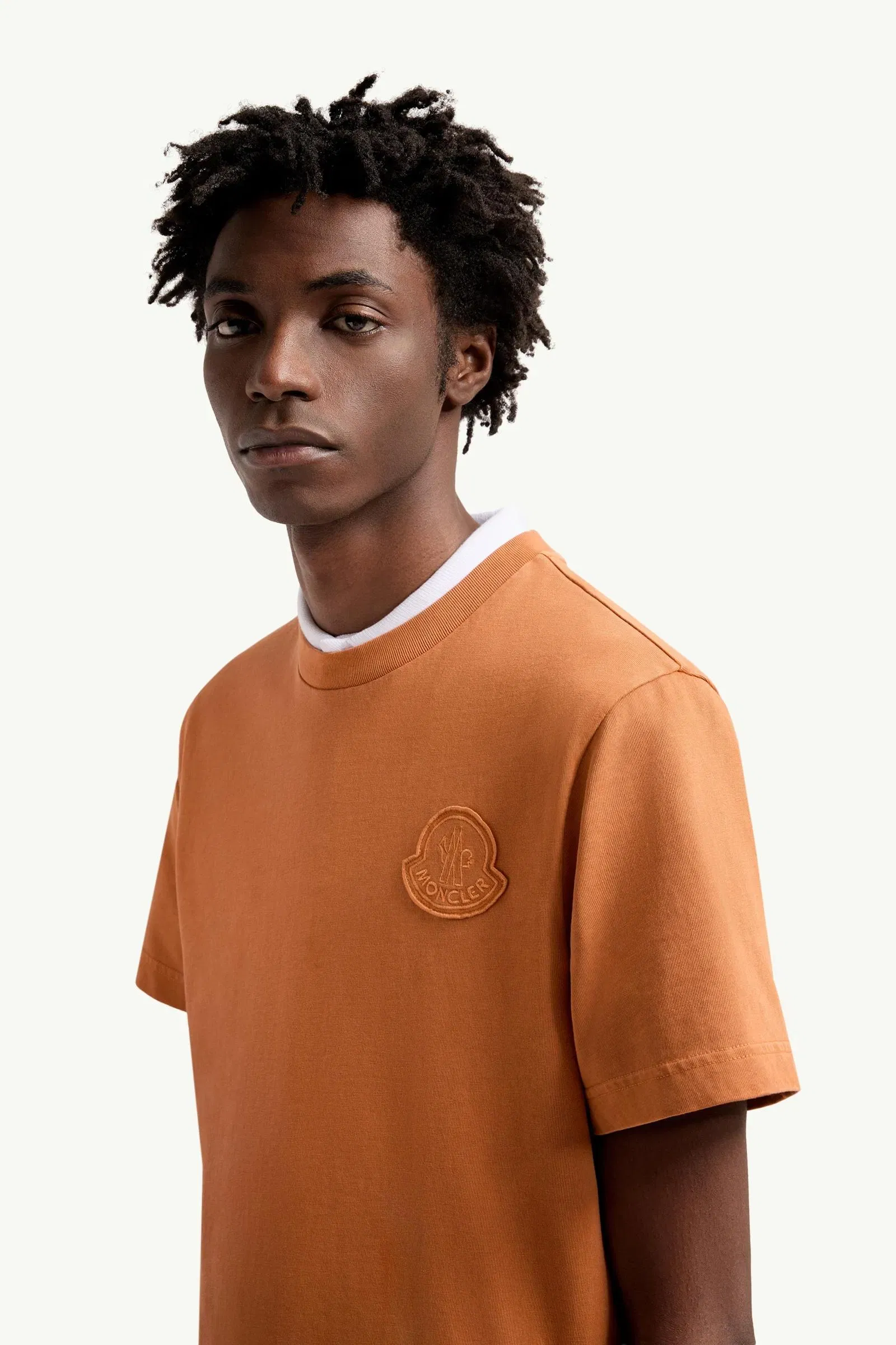 Moncler Logo Cotton T-Shirt Orange Orange