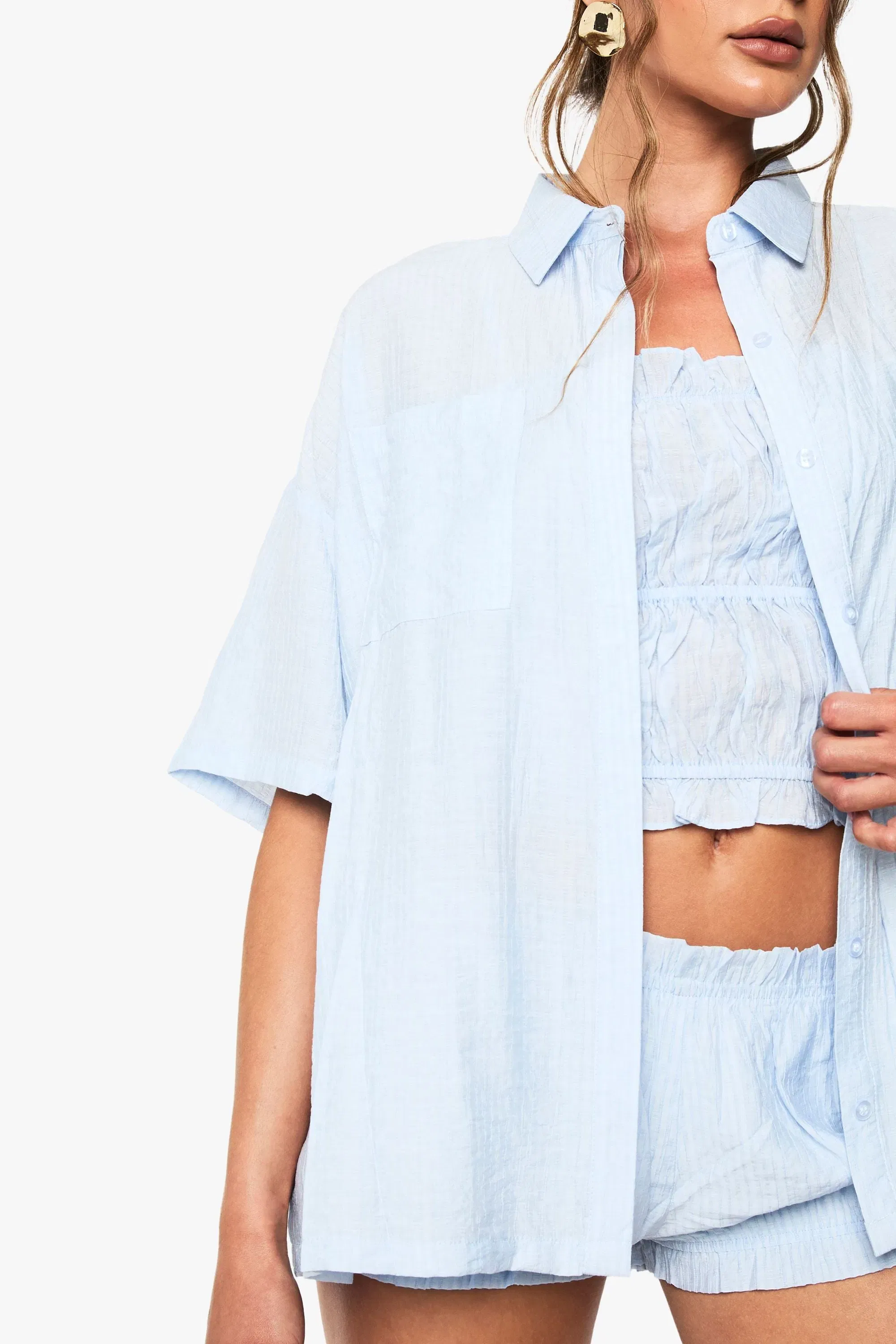 Textured Stripe Short Sleeve Shirt