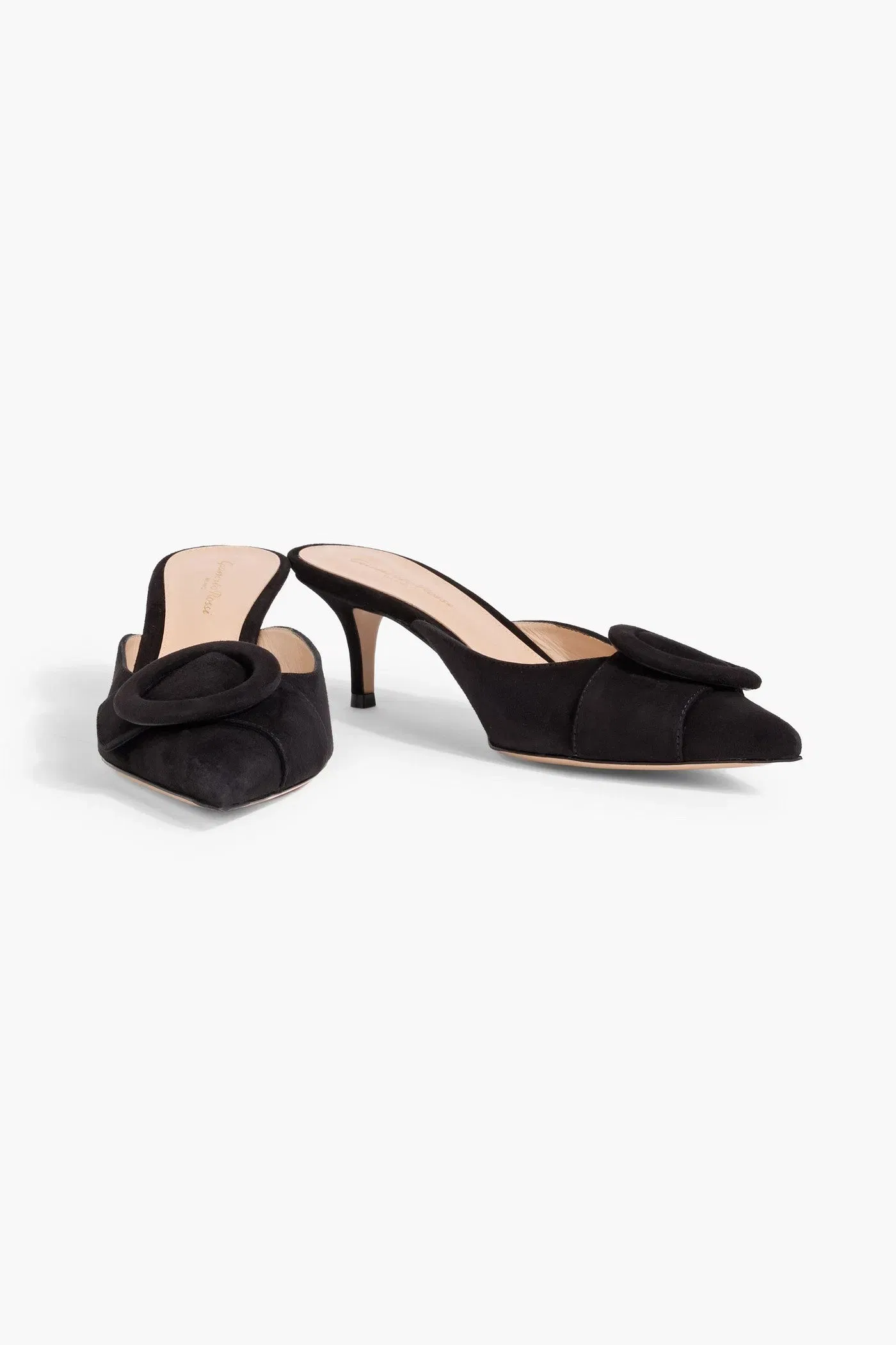 Gianvito Rossi Portofino 55 Buckled Suede Mules Black Women's