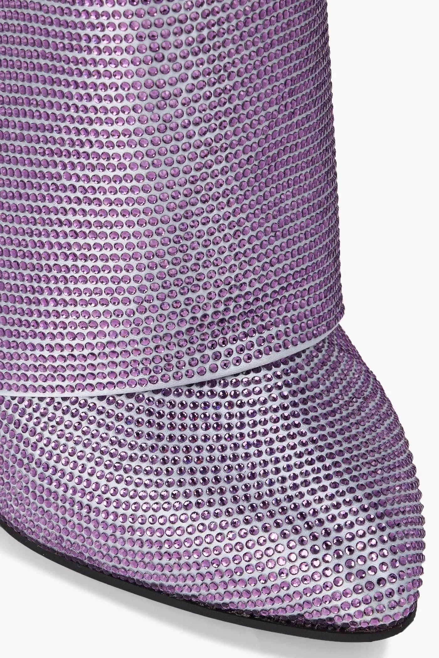 Givenchy Shark Lock Crystal-Embellished Satin Knee Boots Lavender Women's