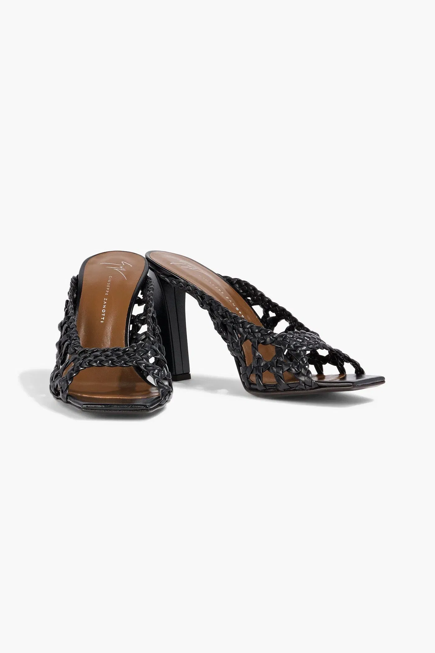 Giuseppe Zanotti Mya 90 Woven Leather Mules Black Women's