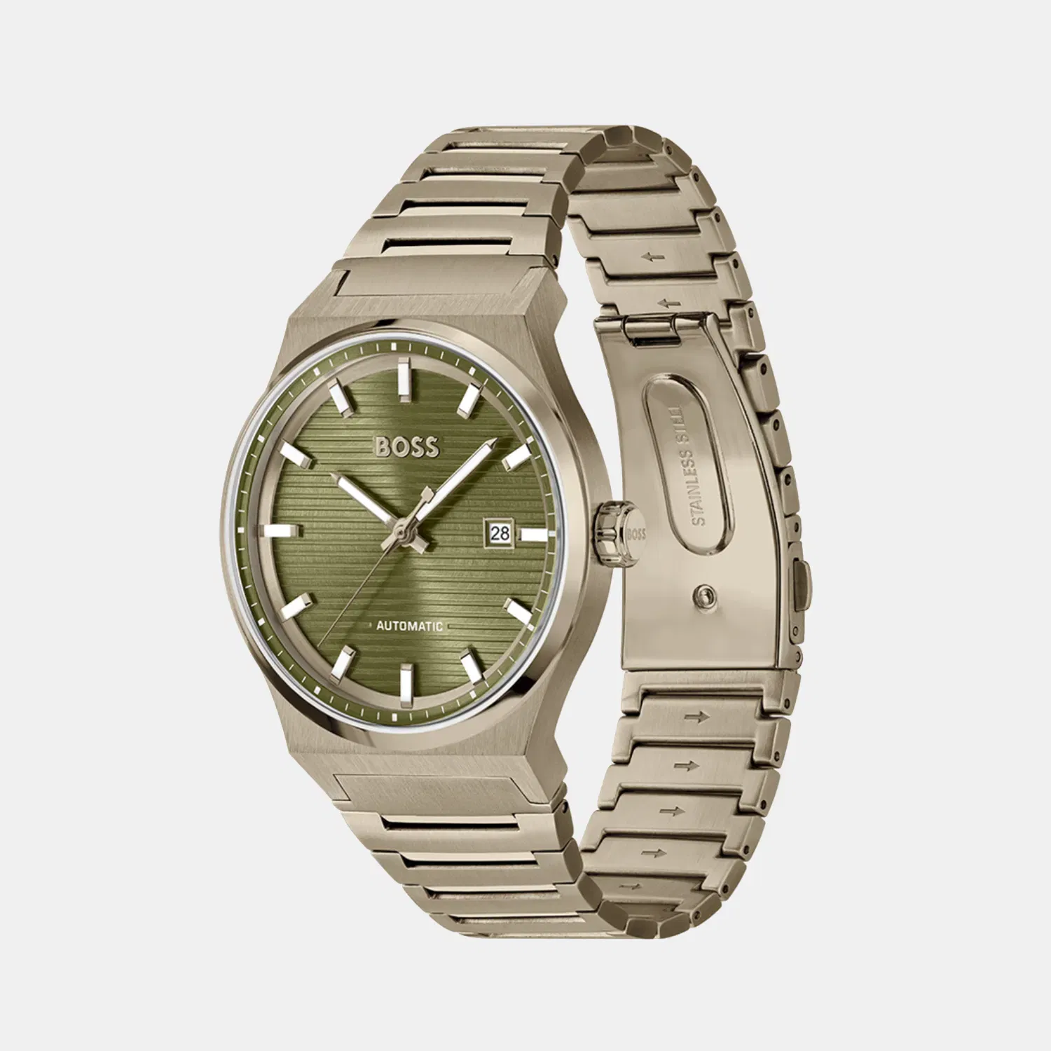 Boss Candor Men Automatic Green Dial Analog Stainless Steel Watch 1514184