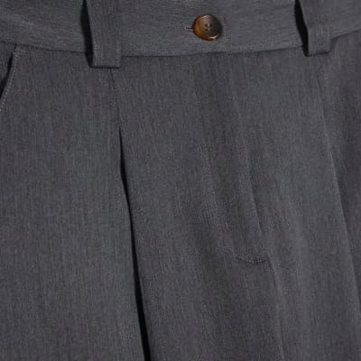 Grey Tailored Barrel Leg Trousers