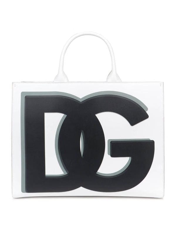 Luxury White DG Print Shopping Tote