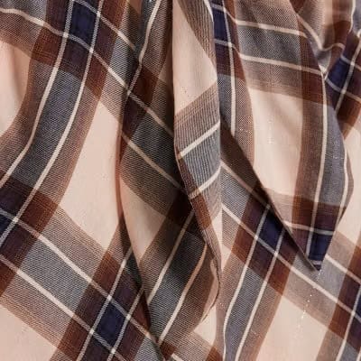 Pink Check Print Long Sleeve Blouse