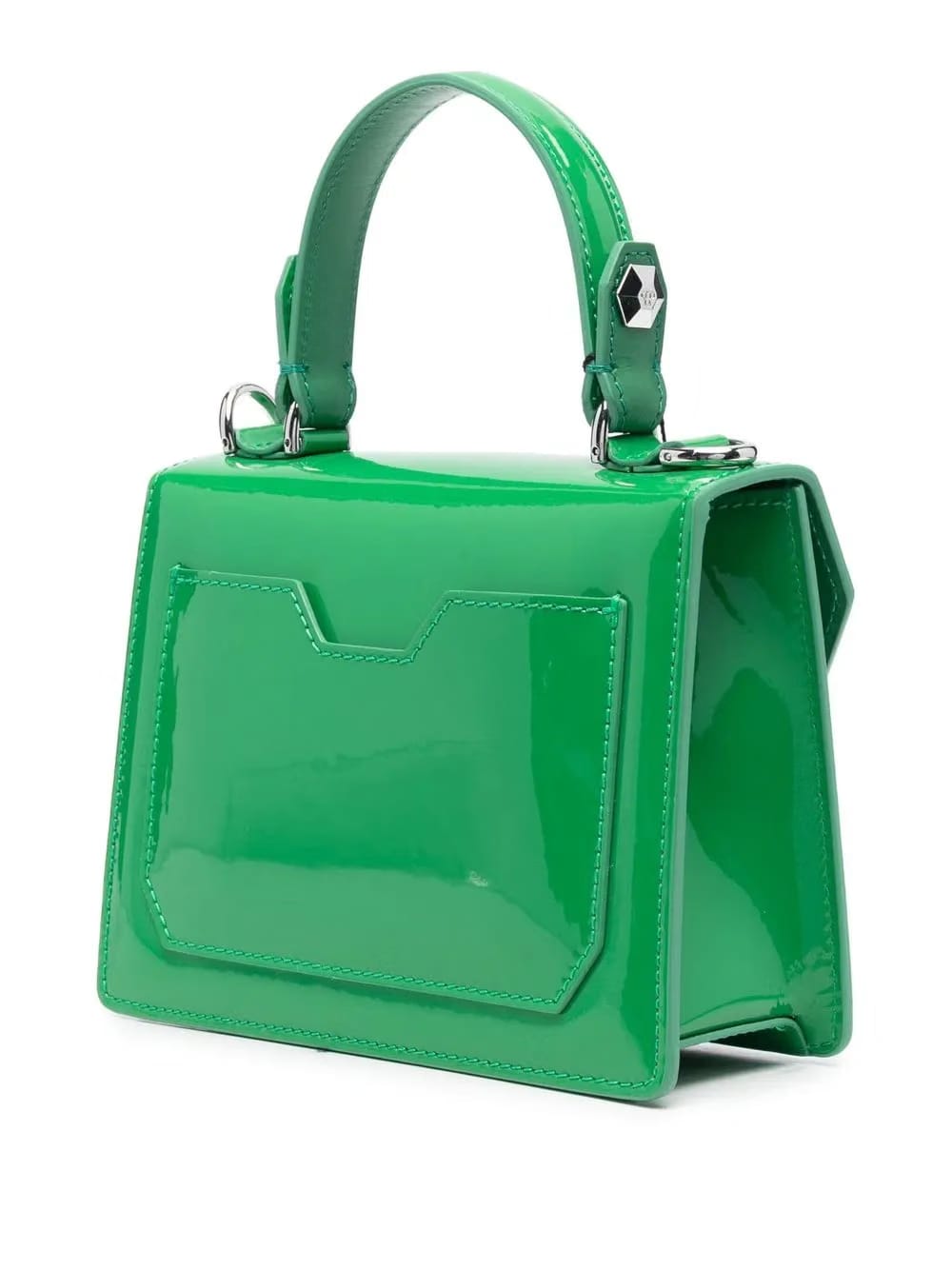 logo-plaque patent-leather handbag