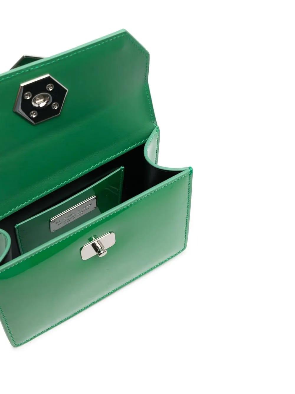 logo-plaque patent-leather handbag