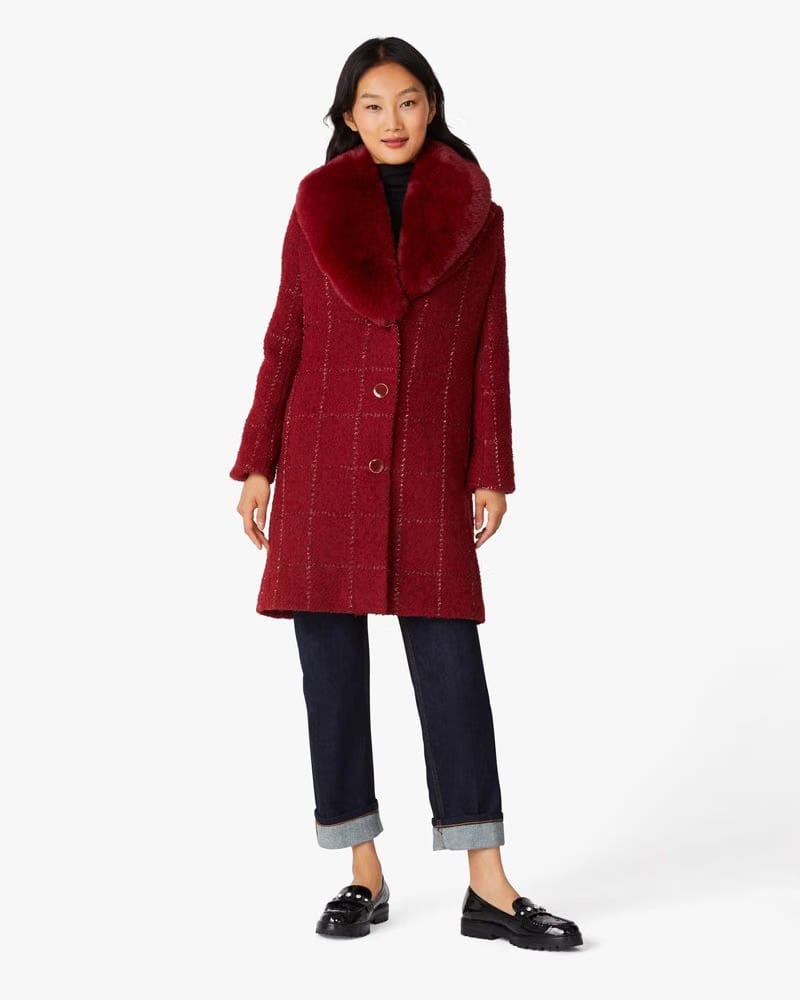 Lurex Plaid Wool Coat