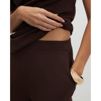 Brown Ponte Wide Leg Trousers