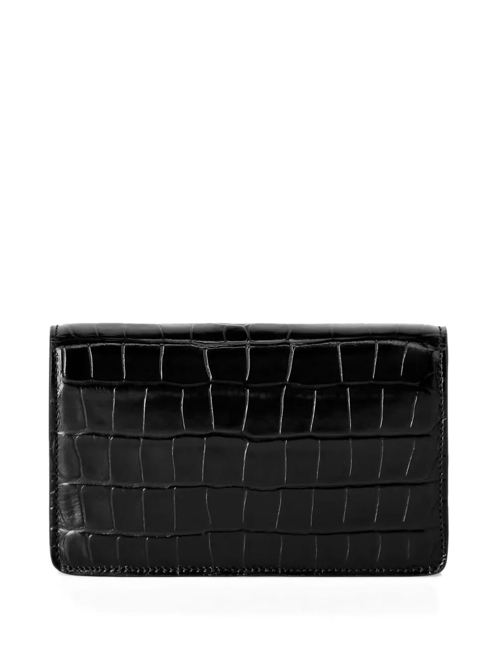 crystal-embellished crocodile-effect clutch