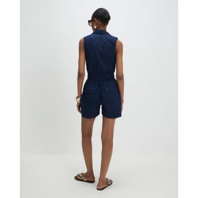 Navy Sleeveless Utility Playsuit