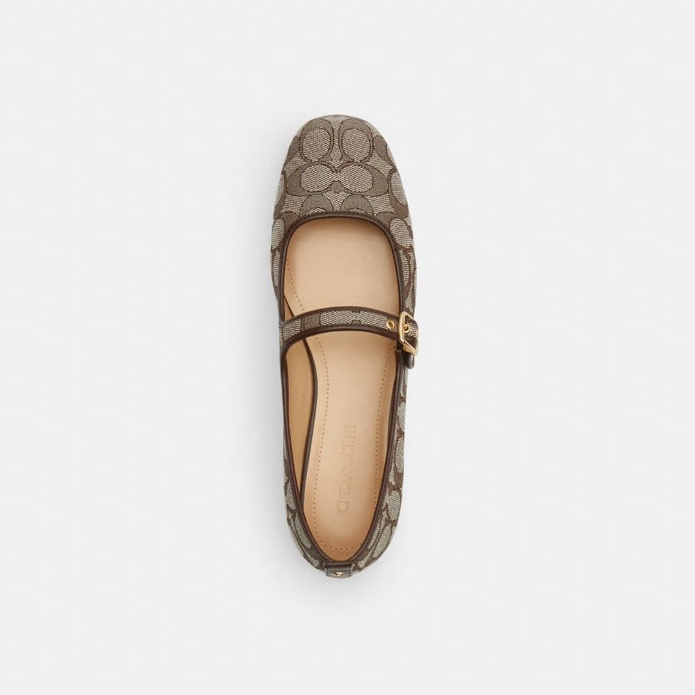 Women's Coach C Rivet Mary Jane In Signature Jacquard Oak Maple