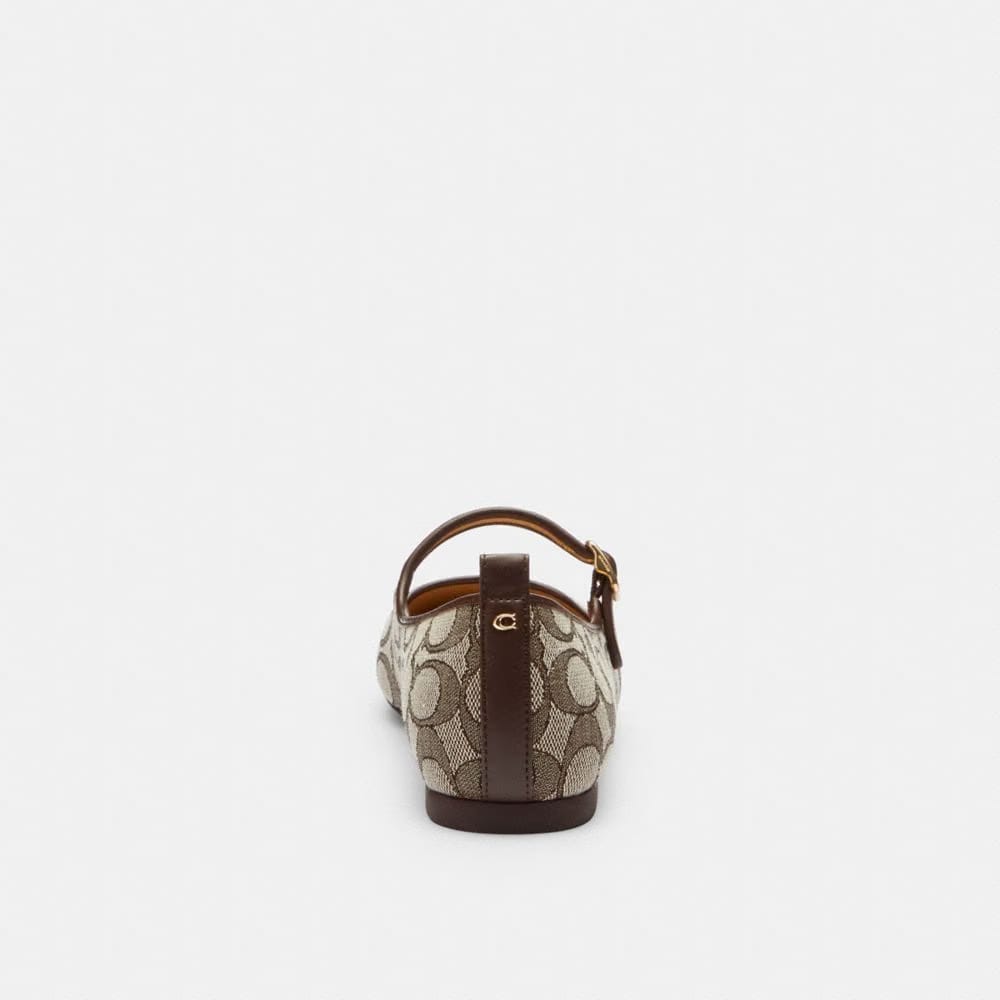 Women's Coach C Rivet Mary Jane In Signature Jacquard Oak Maple