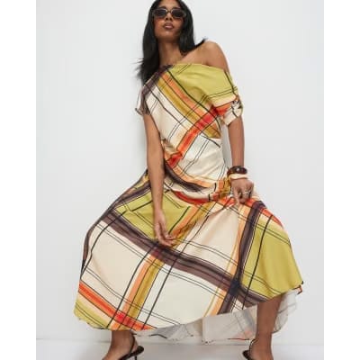 Green Check Maxi Skirt
