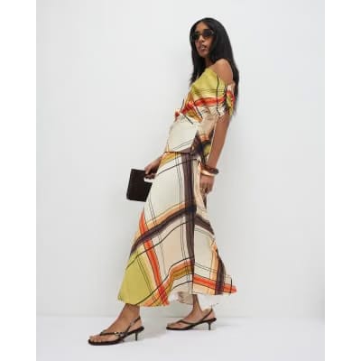 Green Check Maxi Skirt